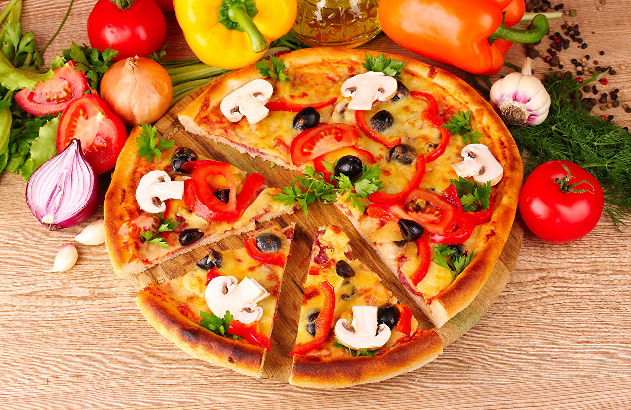 Desktop Wallpaper Pizza Onion Tomatoes Dill Fast Food