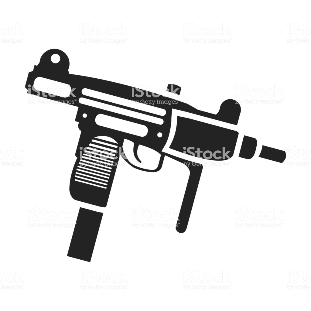 Uzi Weapon Icon In Black Style Isolated On White Background