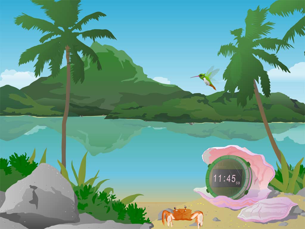 Clock Screensaver Put A Tropical Island To Your Desktop Sunny