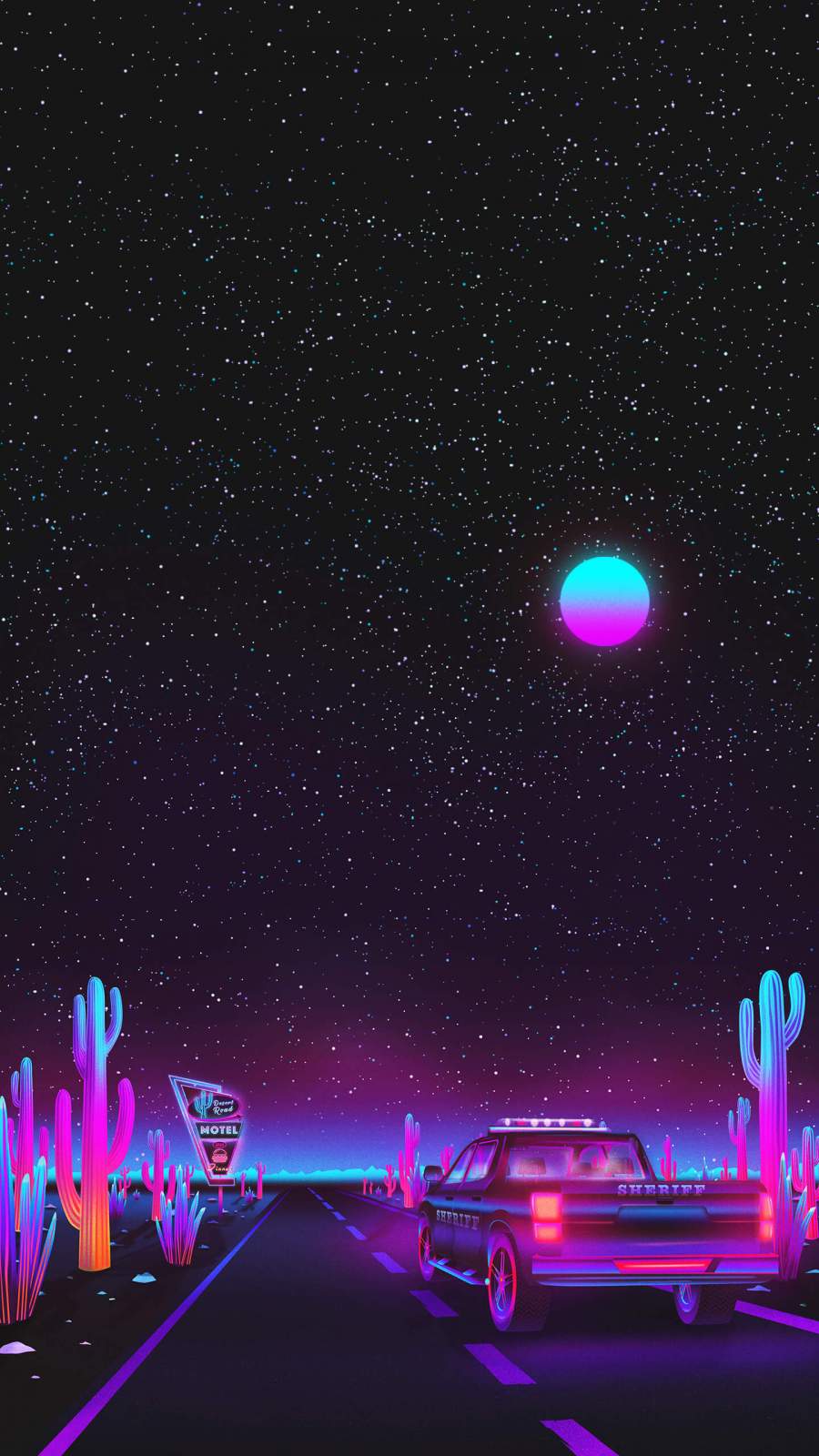 Cactus Desert Night iPhone Wallpaper