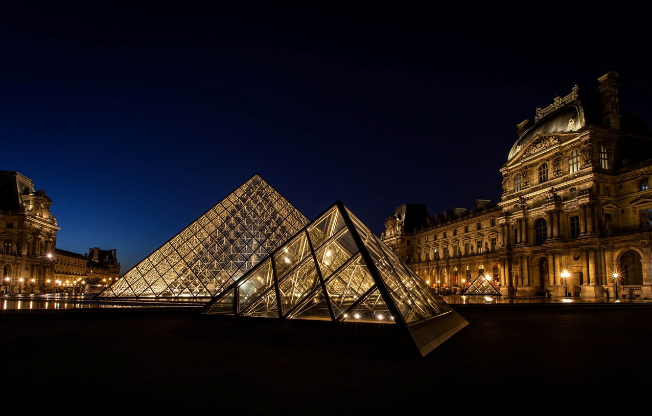 Wallpaper Light Night The City France Paris Louvre