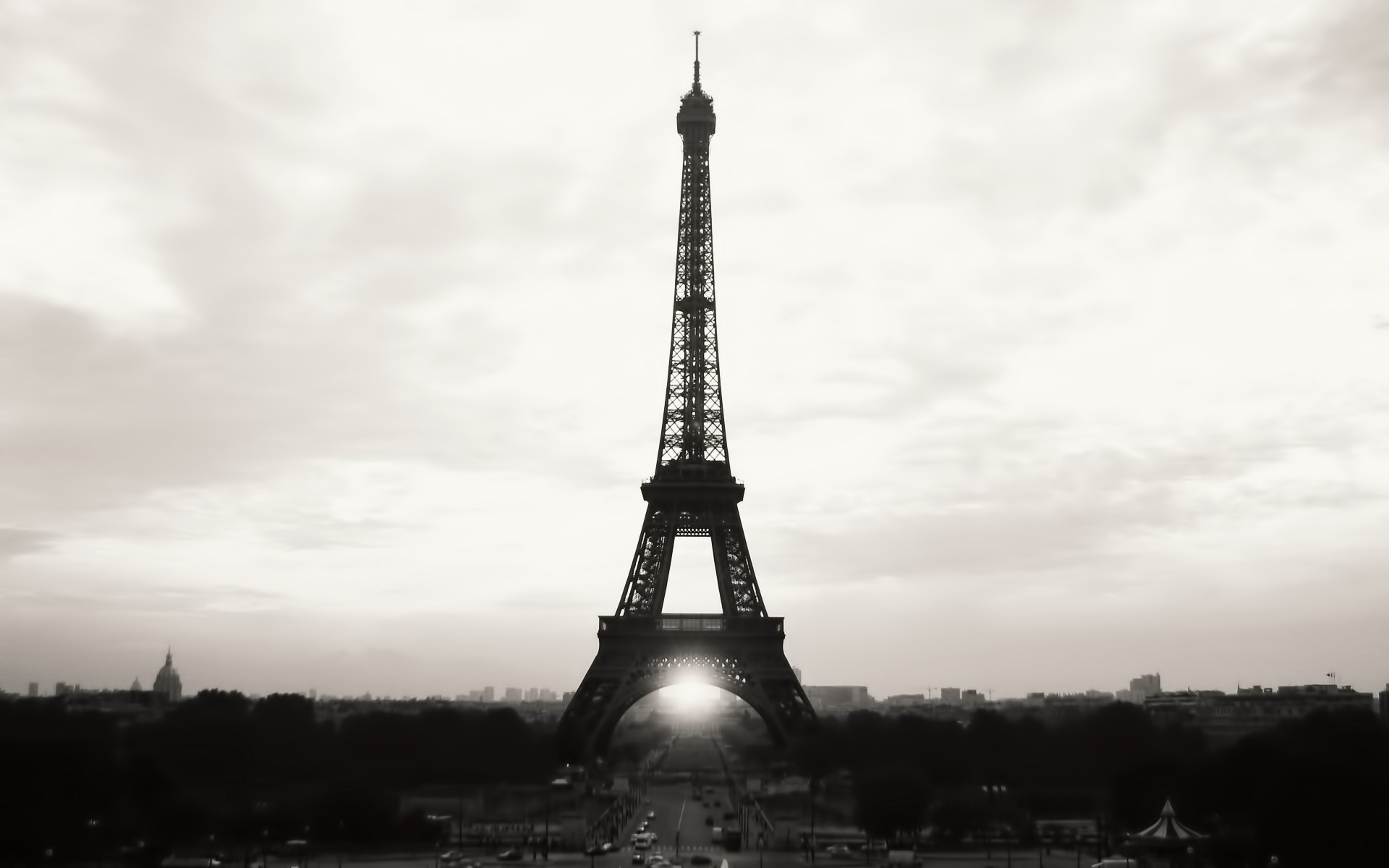 Eiffel Tower Paris Cityscapes France Black White Wallpaper Background