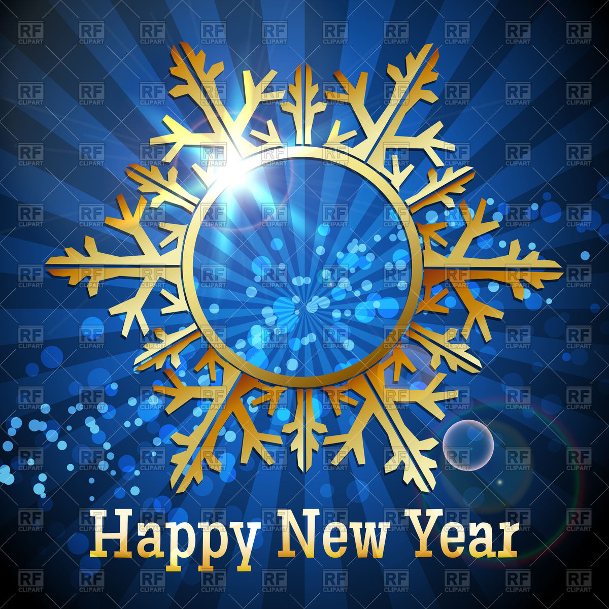 Golden Snowflake Happy New Year Background Vector Image Of