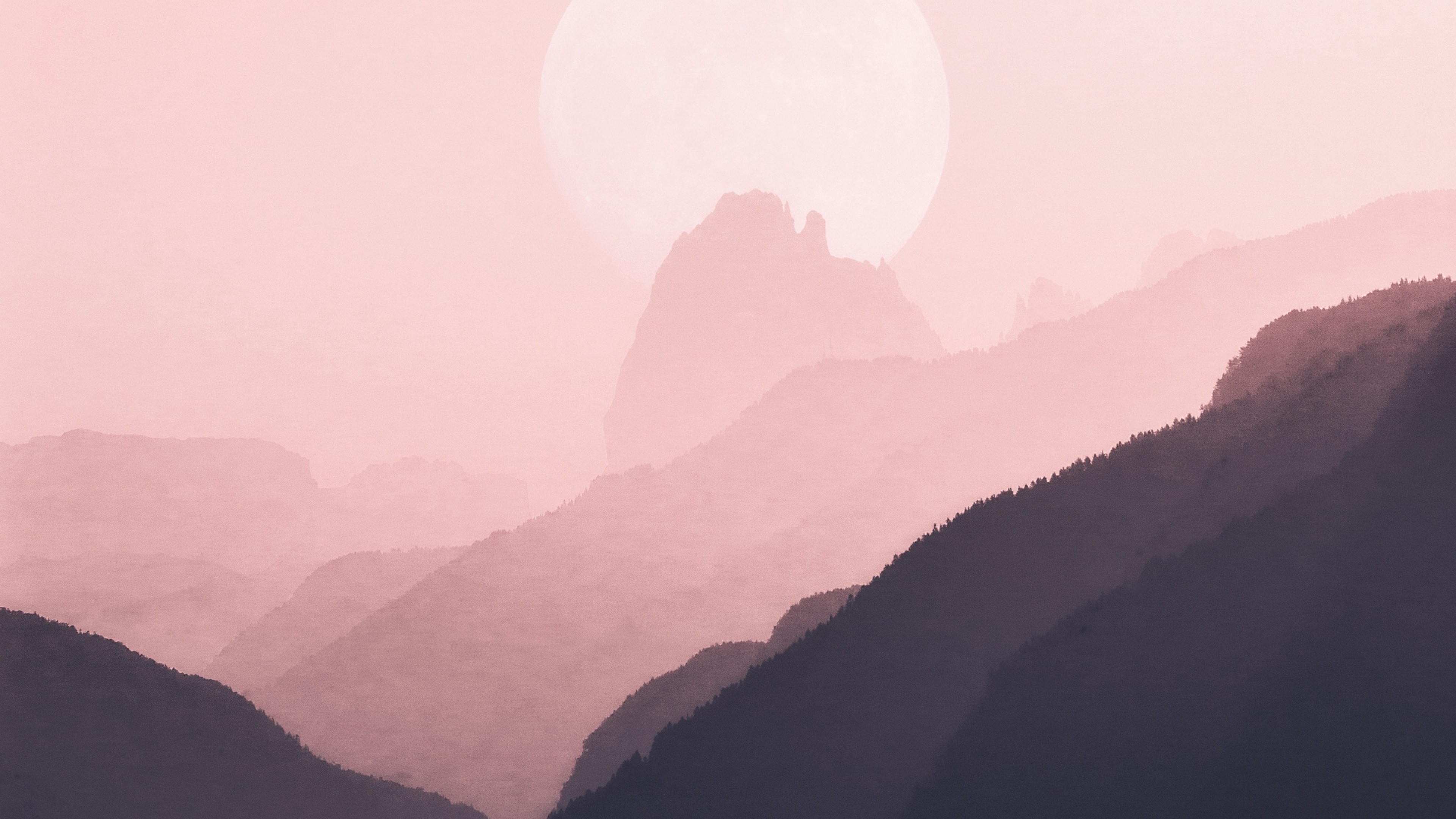 Pink Sky Over The Mountains HD Wallpaper 4k Ultra