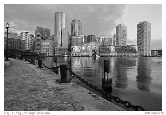 Boston Skyline Black And White Wallpaper Harbor
