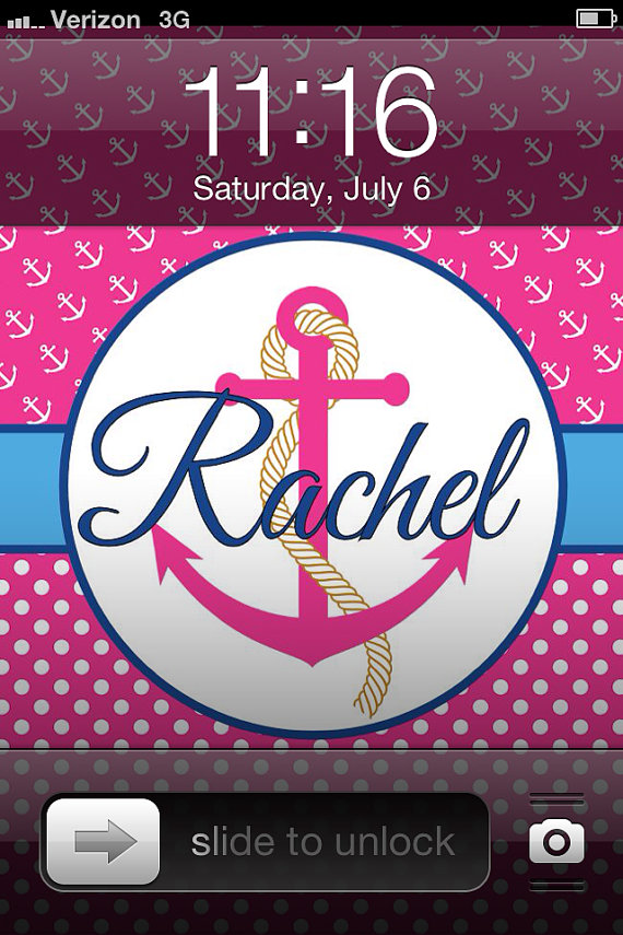 Pretty Pink Anchor Personalized iPhone 4s Wallpaper