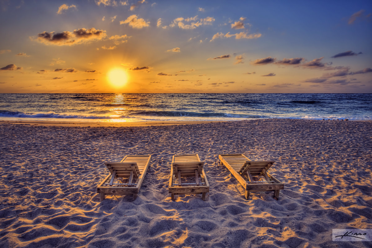 Beach Chair Sunset Wallpaper Desktop Background For HD