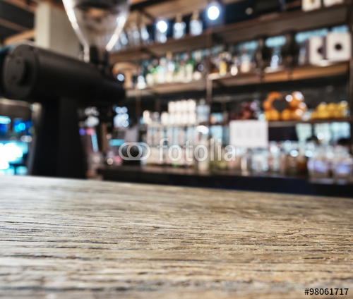 Table top counter Bar Restaurant Kitchen background Stock photo and