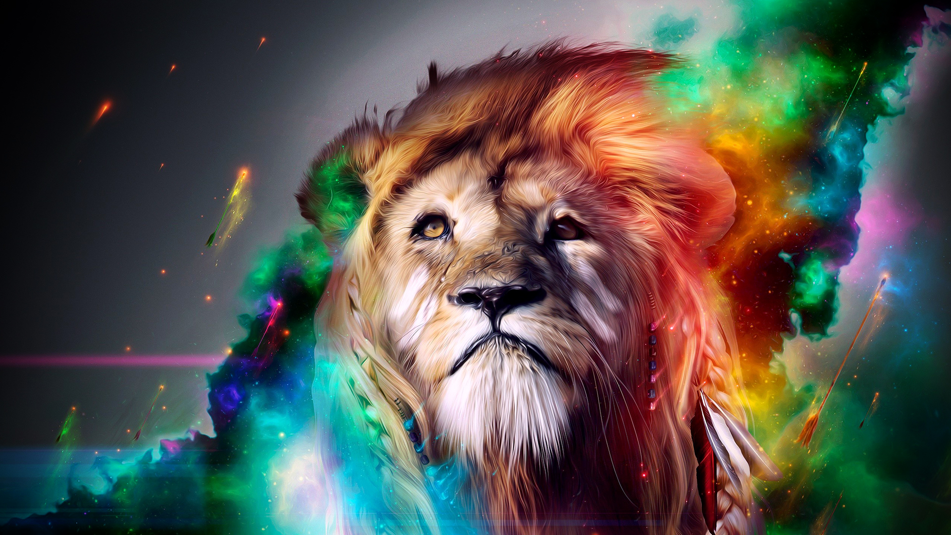 Artistic Colorful Lion Desktop HD Wallpaper Stylish