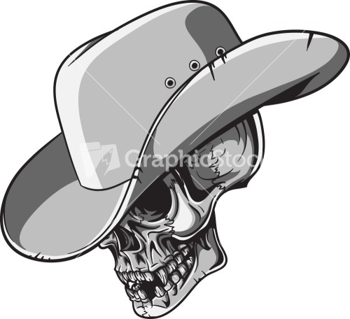 Skull Vector Element With Cowboy Hat Stock Image