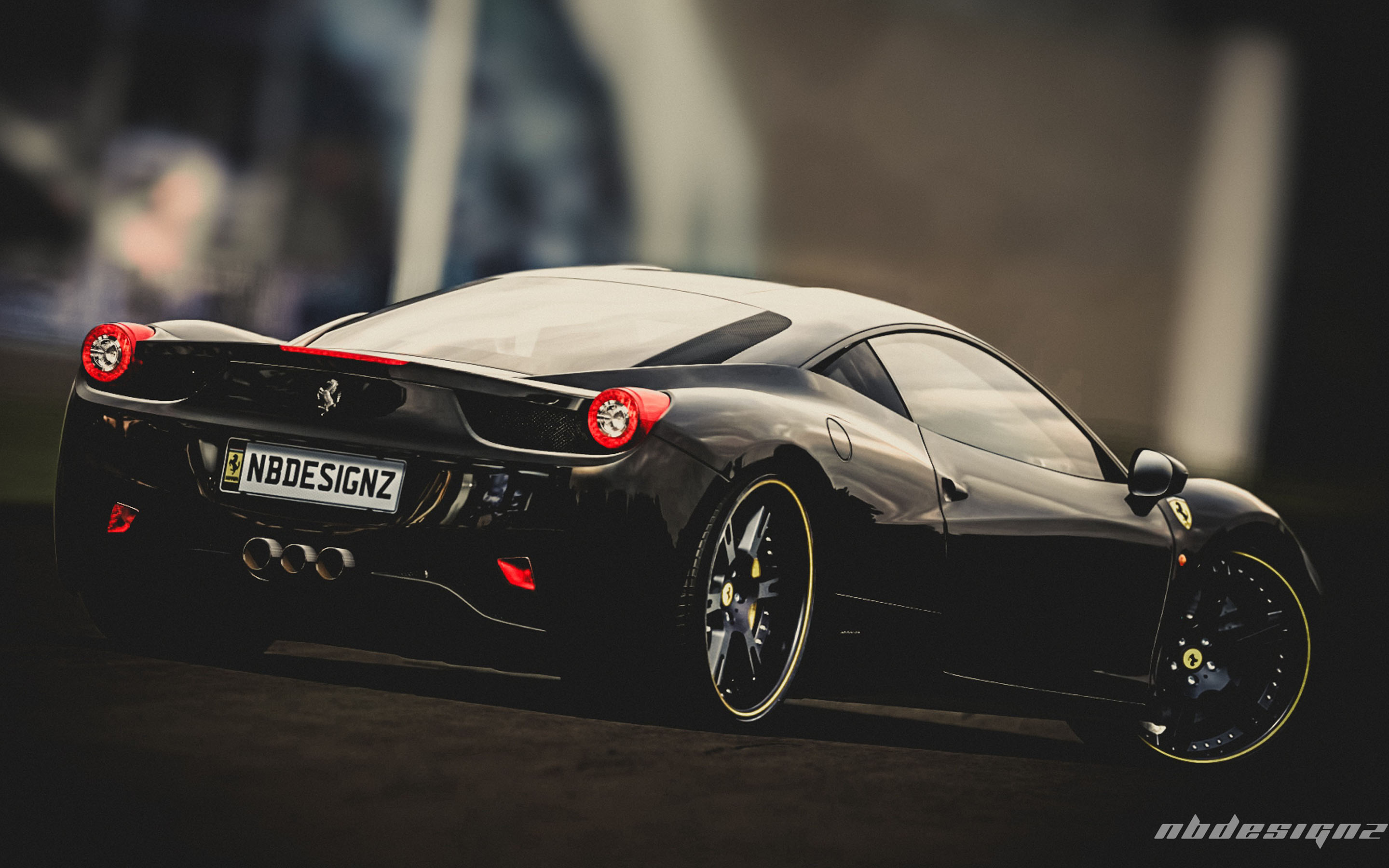 Flat Black Ferrari Wallpaper Image