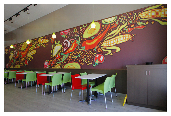 Mexican themed wallpaper mural created specially for the Quesada