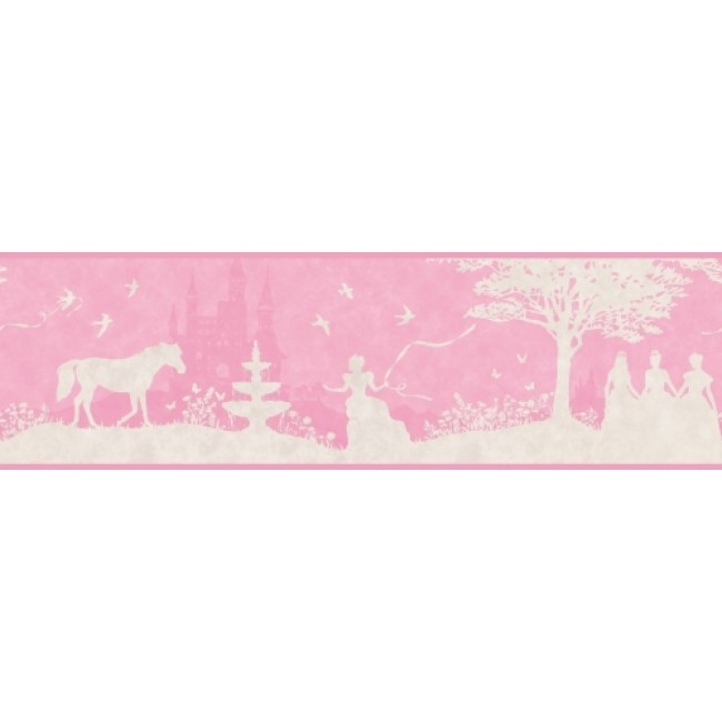 🔥 Free download Pink White Princess Silhouette Toile Wallpaper Border