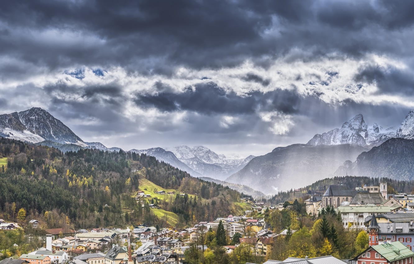 Wallpaper Mountains The City Forest Bayern Alps Landscape