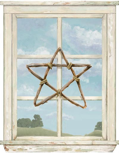 Star Wreath Window Peel and Stick Mural   Wall Sticker Outlet