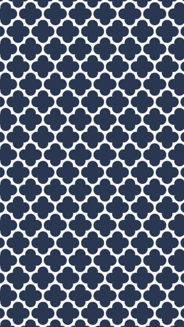 Navy Blue And White Quatrefoil iPhone Wallpaper