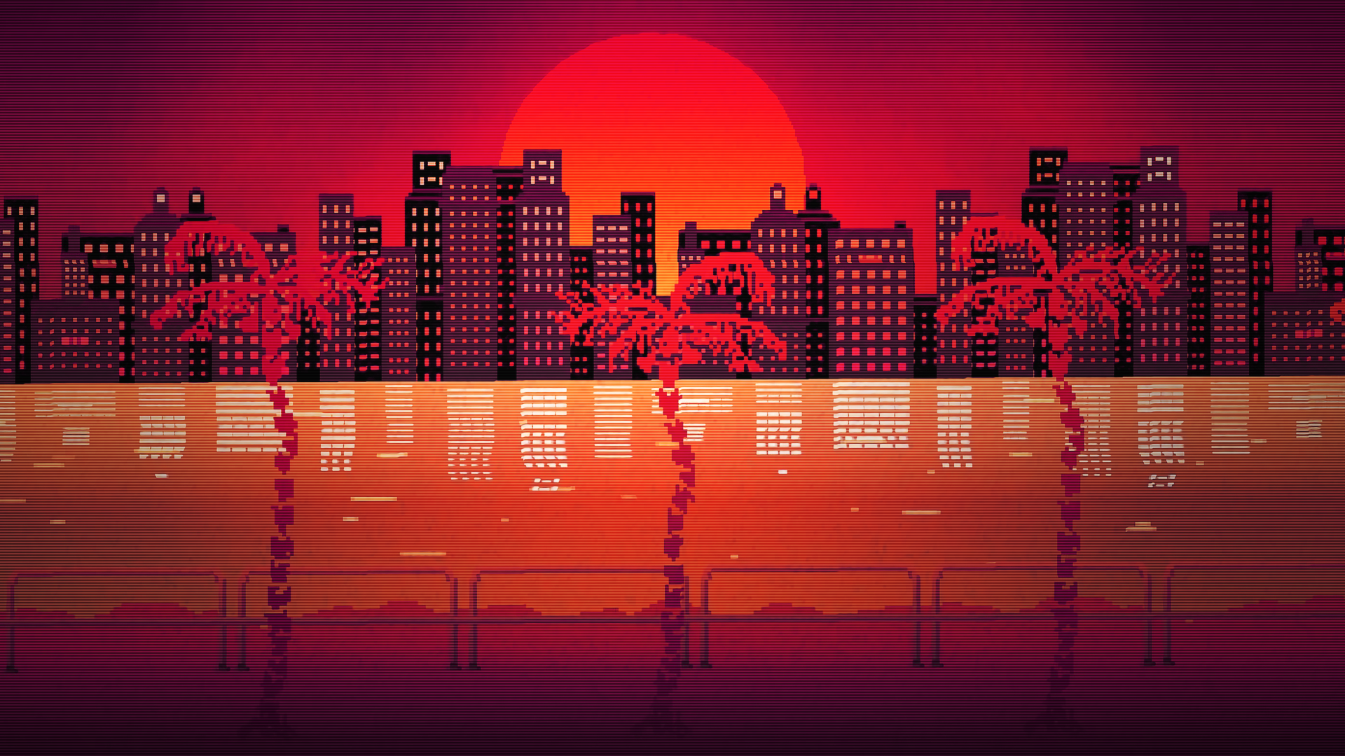 Hotline Miami HD Wallpaper Neon City Sunset Vibes
