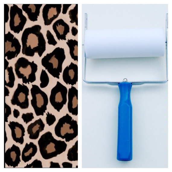 Patterned Paint Roller In Leopard Print Design And Applicator By