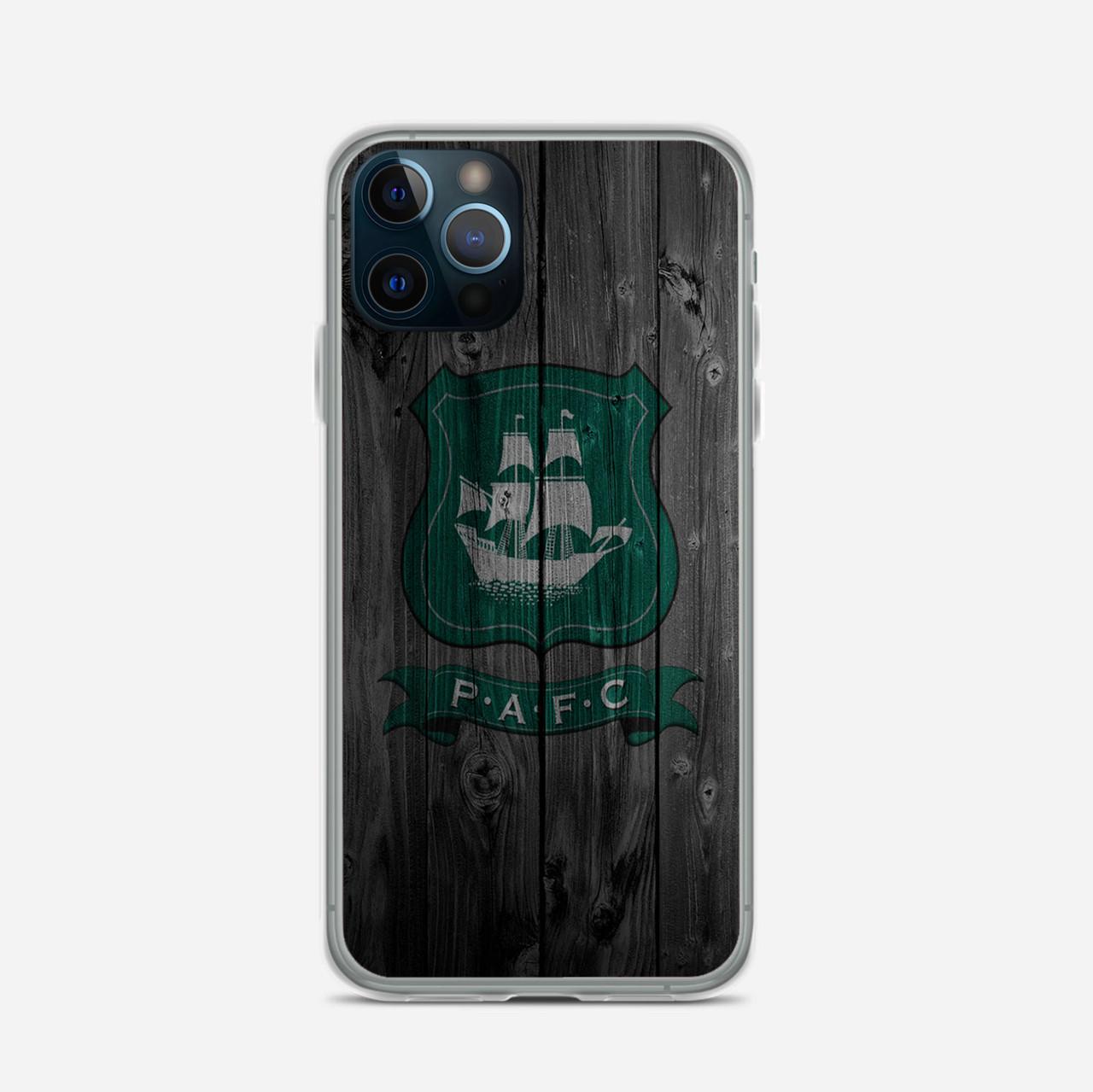 PAFC Plymouth Argyle FC Soccer Logo Dark Wood Wallpaper iPhone 12