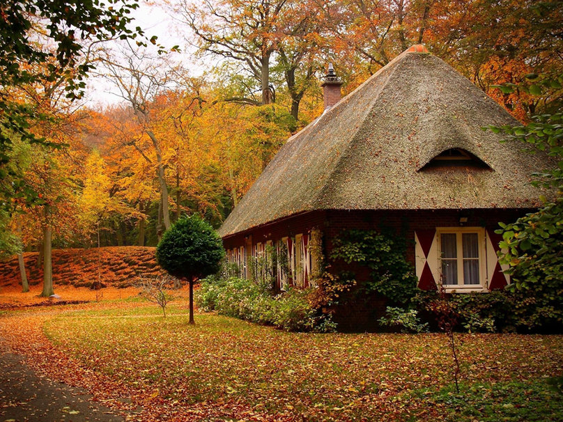 Cute Autumn House Wallpaper