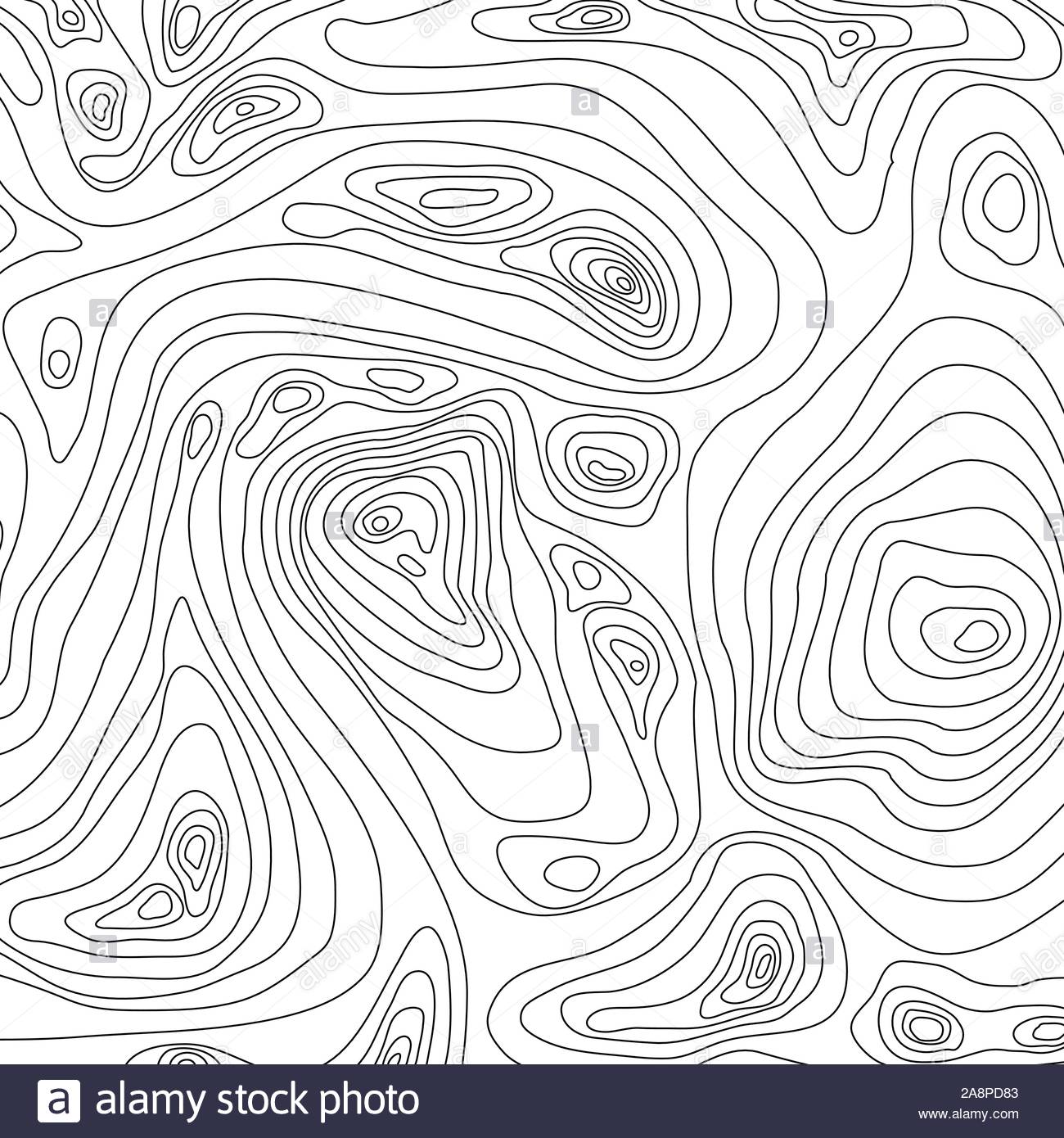 Wavy Topography Relief Outline Cartography Landscape Map Modern