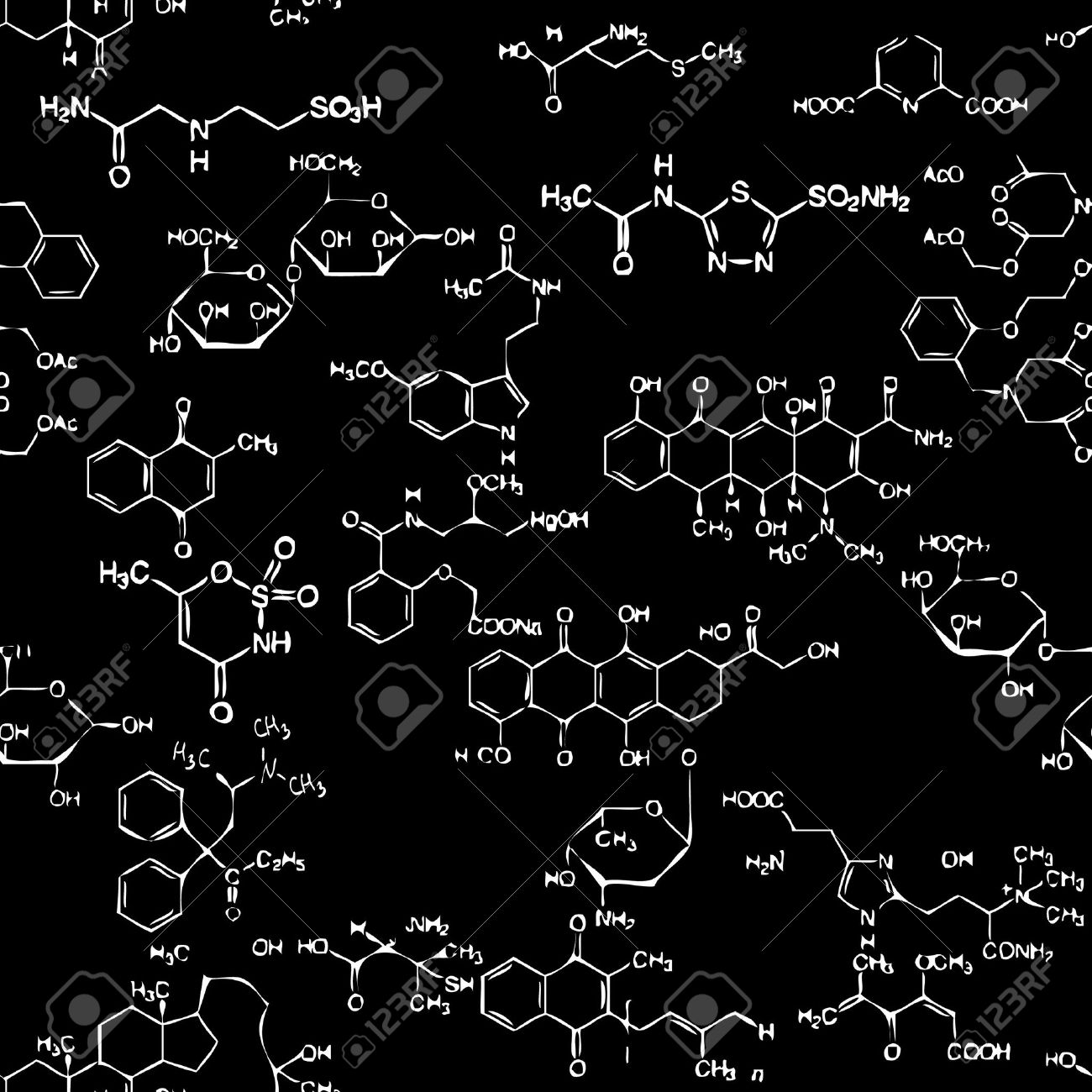 Chemical Seamless Pattern Tile For Endless Background Royalty