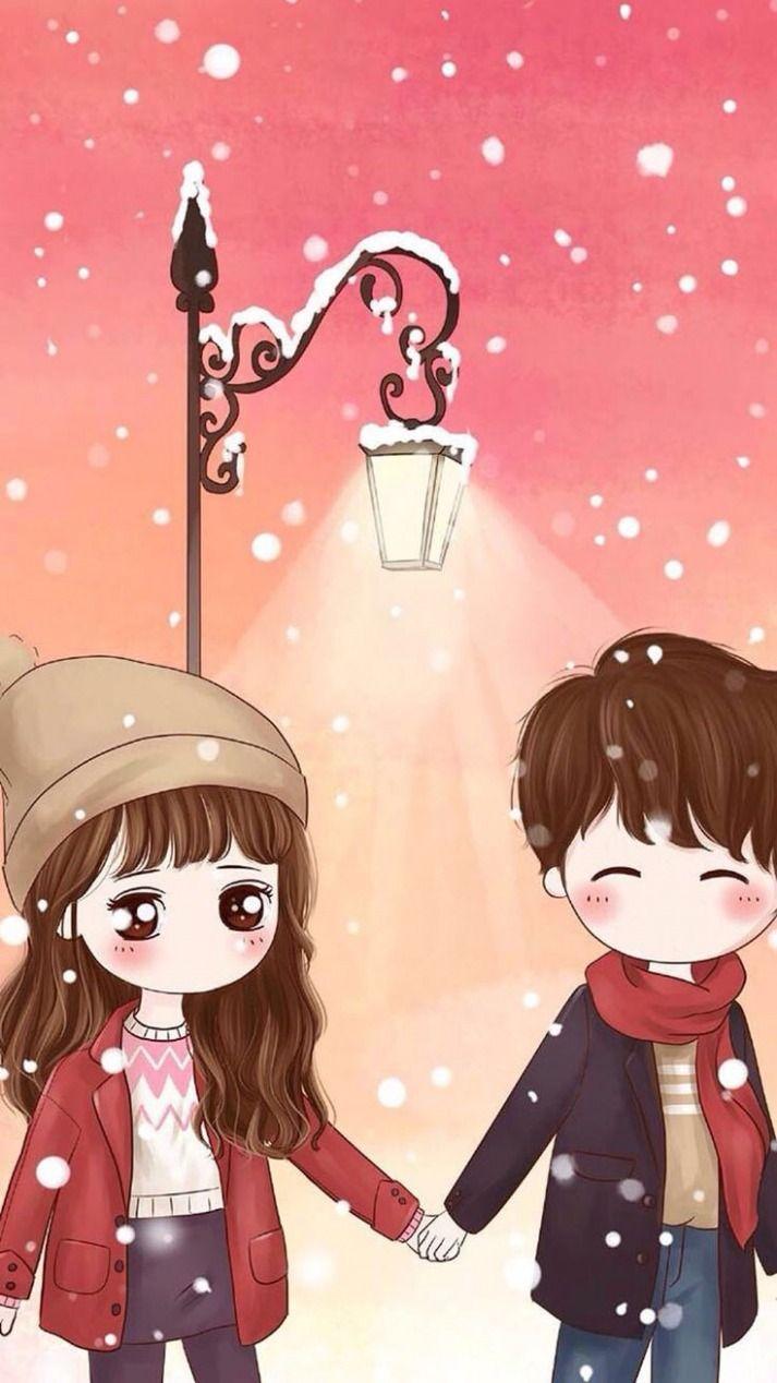 Cute Couple Cartoon Wallpaper On