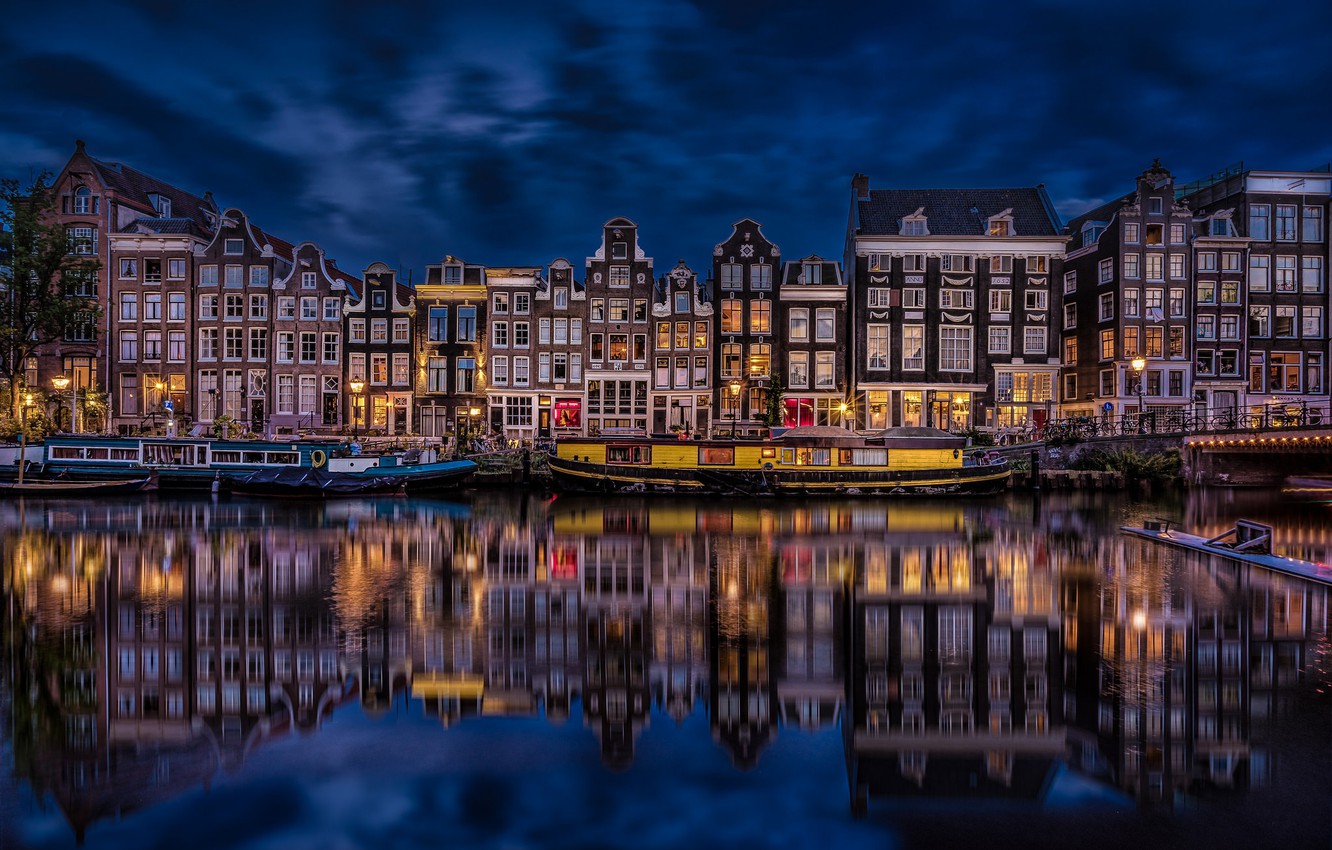 Wallpaper Reflection Building Amsterdam Channel Herlands