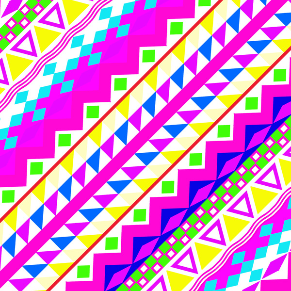 Acidic Neon Pink Teal Bright Girly Abstract Aztec Pattern Art