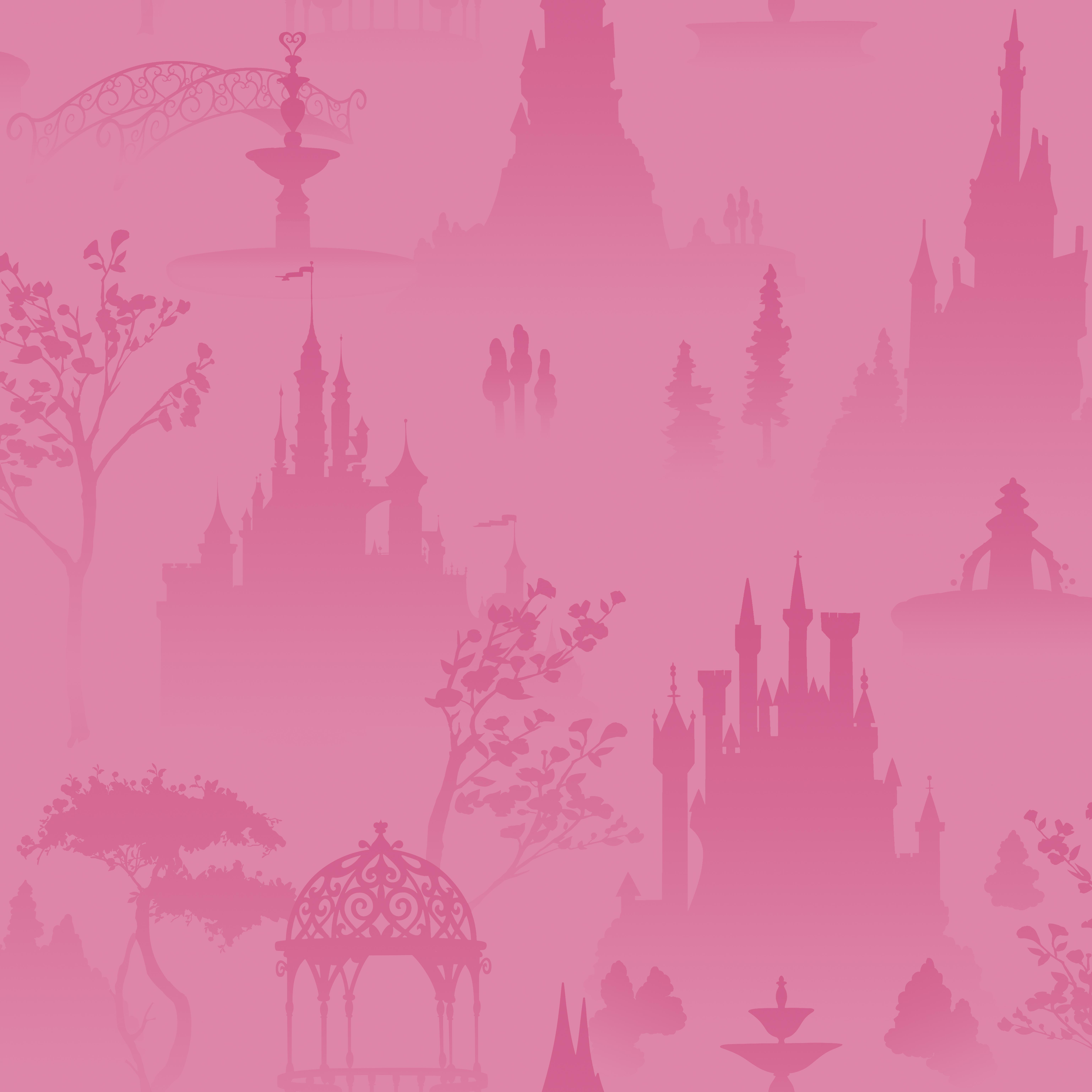 York Wallcovering Disney Princess Pink Tonal Scenic Wallpaper