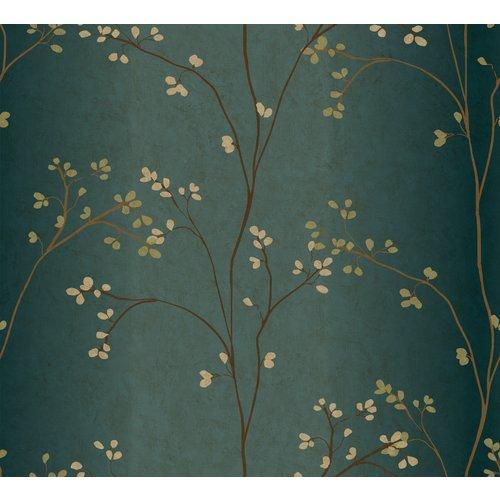 York Wallcoverings Br6224 Blue Book Vertical Blossoms Wallpaper