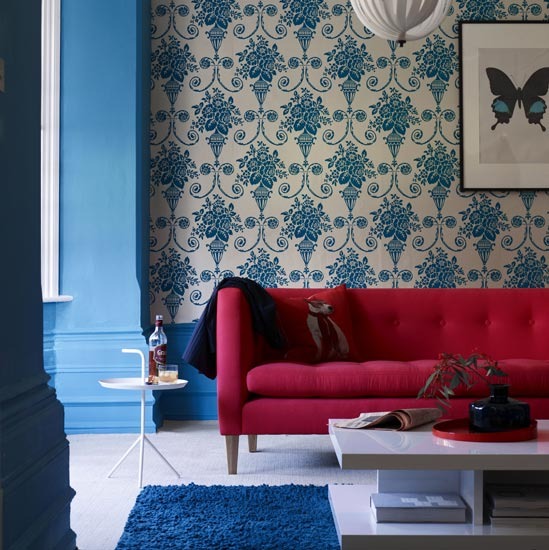 Inspiring wallpaper ideas for colourful bold living rooms