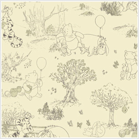 Pooh and Friends Tolie Cream and Black Wallpaper   Wall Sticker Outlet
