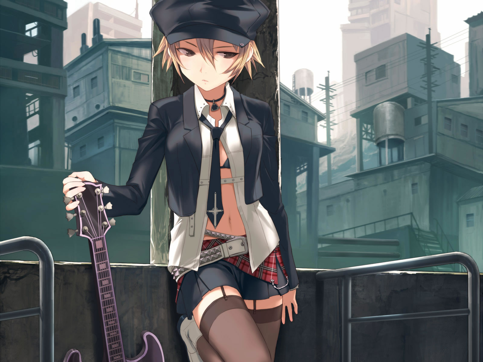 Sexy Girl With A Guitar Anime Wallpaper Image Featuring General