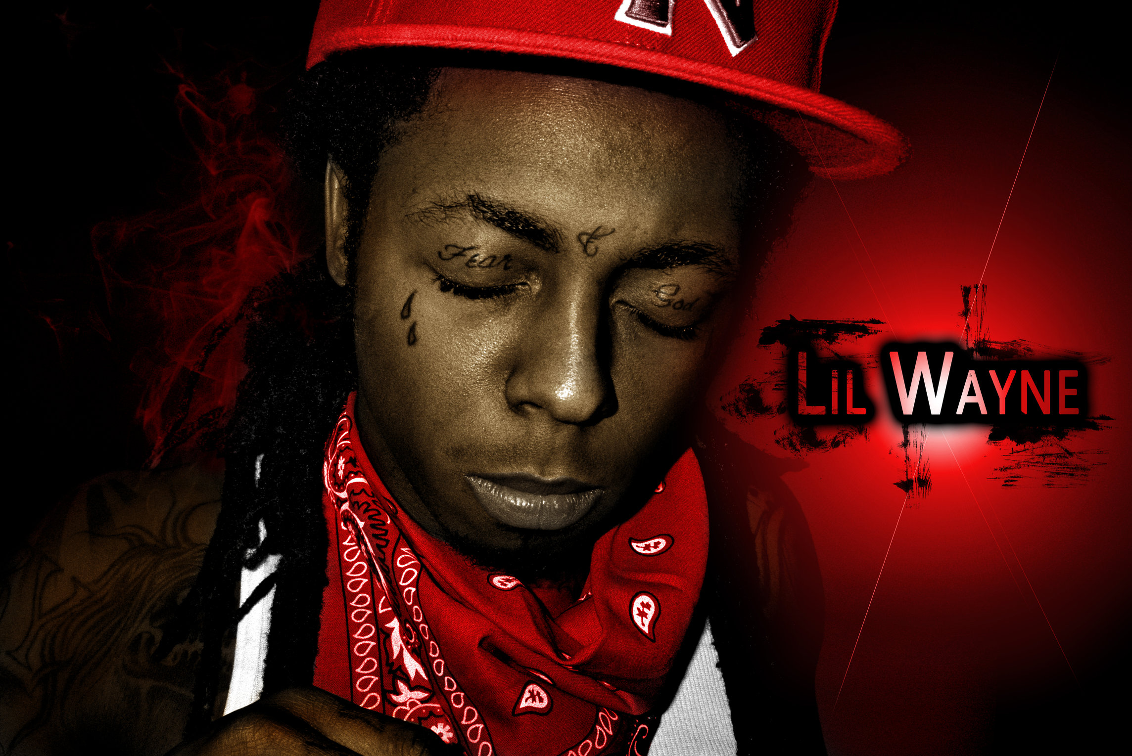 Old Lil Wayne Black and White picture colored