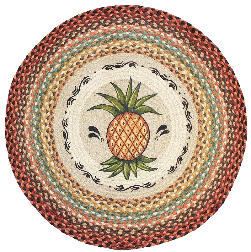 Details About Primitive Pineapple Rug Braided Round