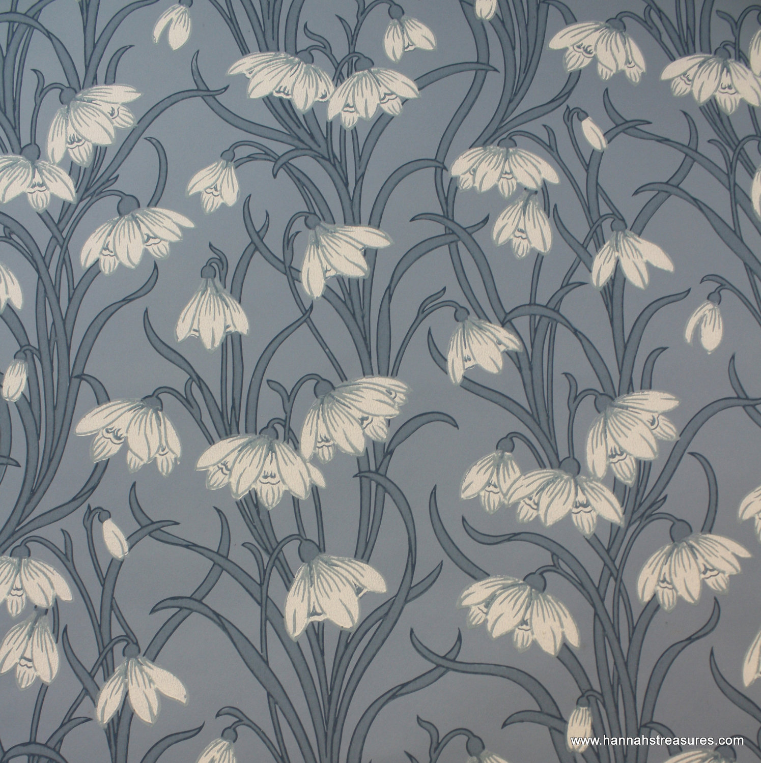 S Vintage Wallpaper Stunning White Floral On Blue