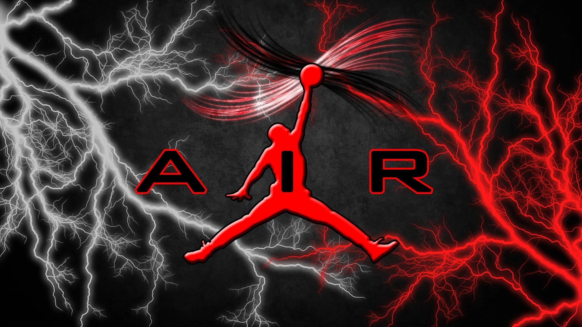 Michael Jordan Air Logo with Lightning Bolt Background