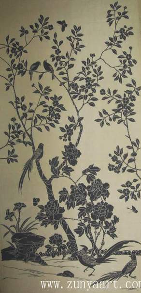 Chinoiserie Handpainted Silk Wallpaper Wallcoverings