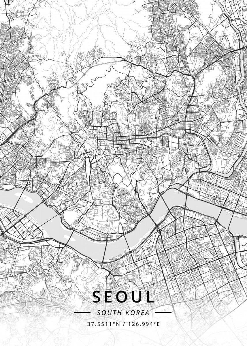 Seoul South Korea Poster by Designer Map Art Displate Map