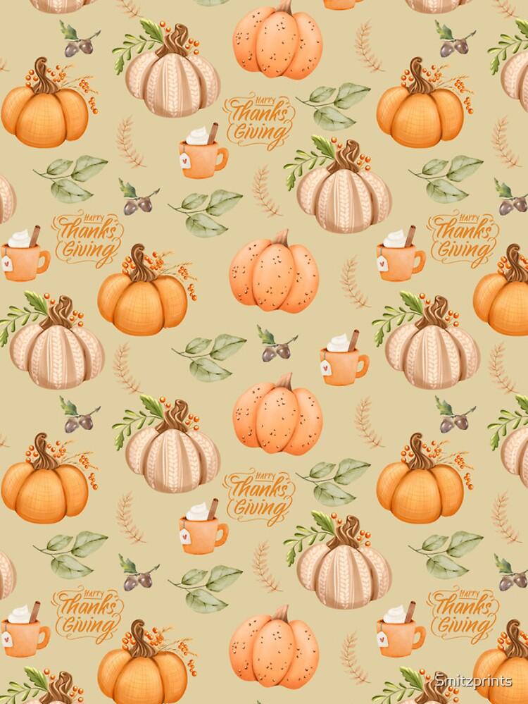 Thanksgiving Aesthetic Fall Pumpkin Pattern Beige Background