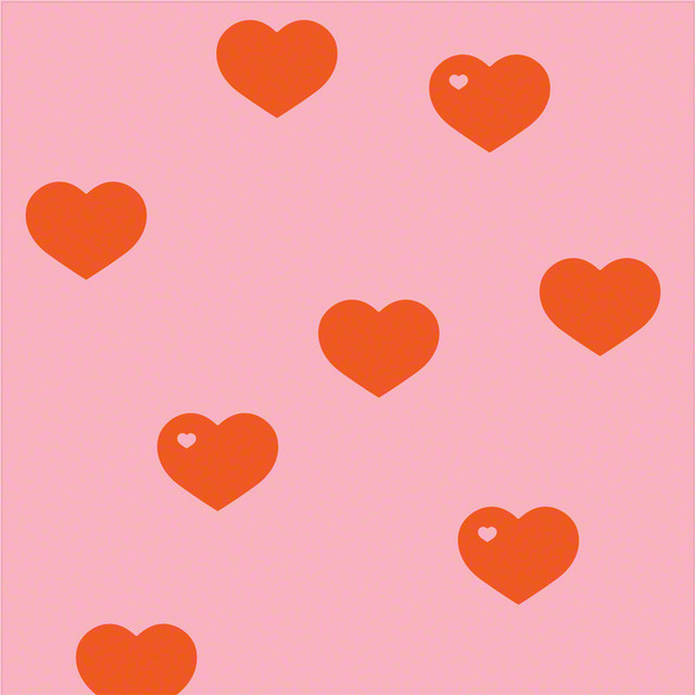 Hearts Red Pink Removable Wallpaper Half Kit