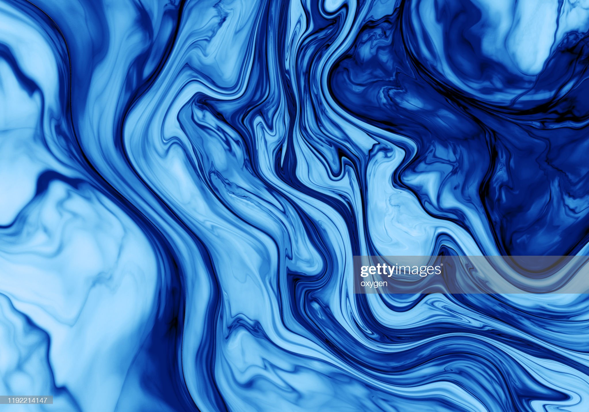 Abstract Classic Blue Marbled Background Fluid Paint Art Wavy