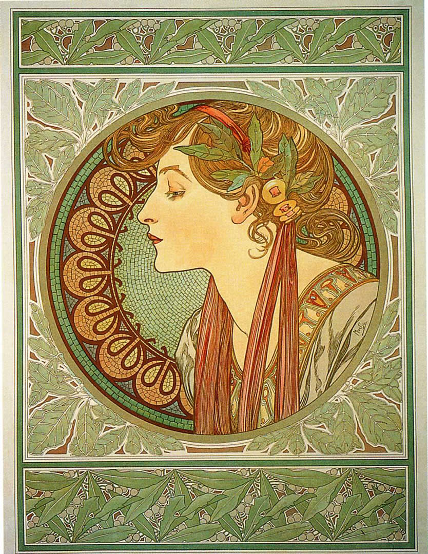 Laurel Alphonse Mucha Paintings Wallpaper Image