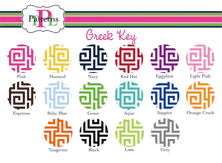 Greek Key Background Mats Monogrammed
