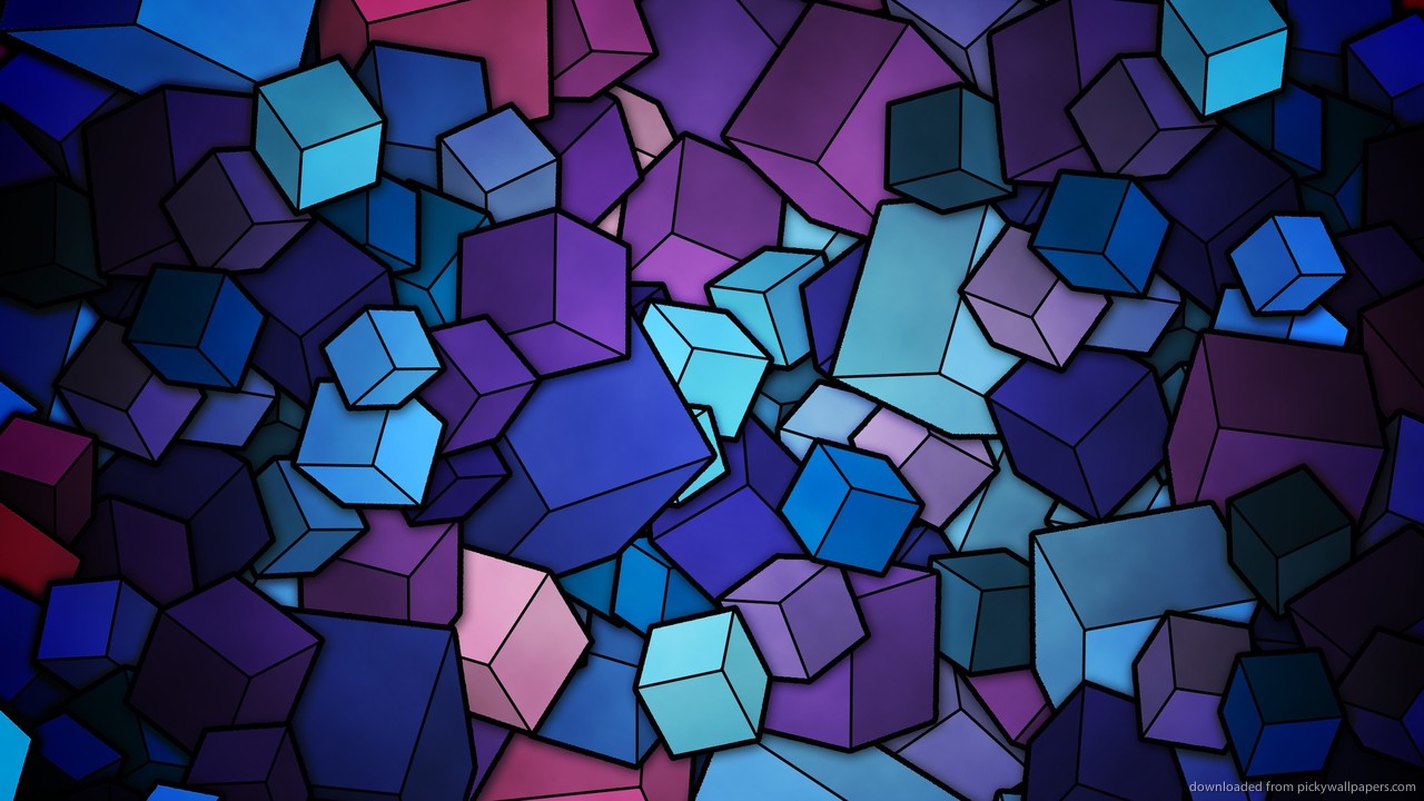 Download 1280x720 Blue Cubes Wallpaper