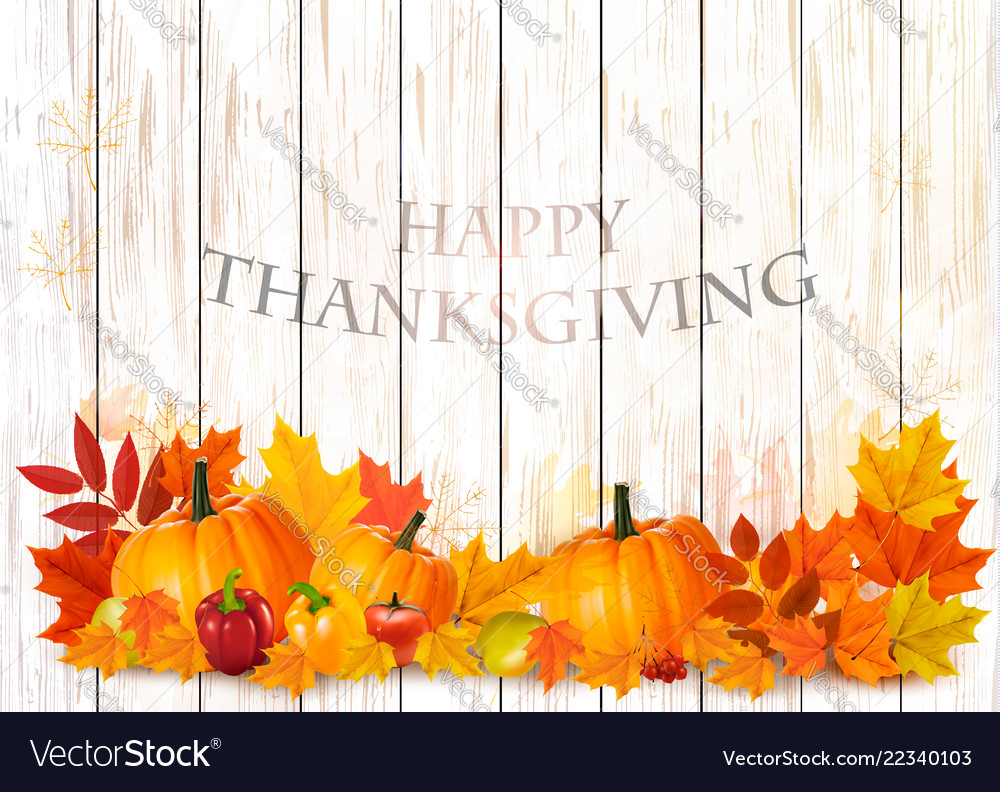 Happy Thanksgiving Background With Colorful Fruit Vector Image