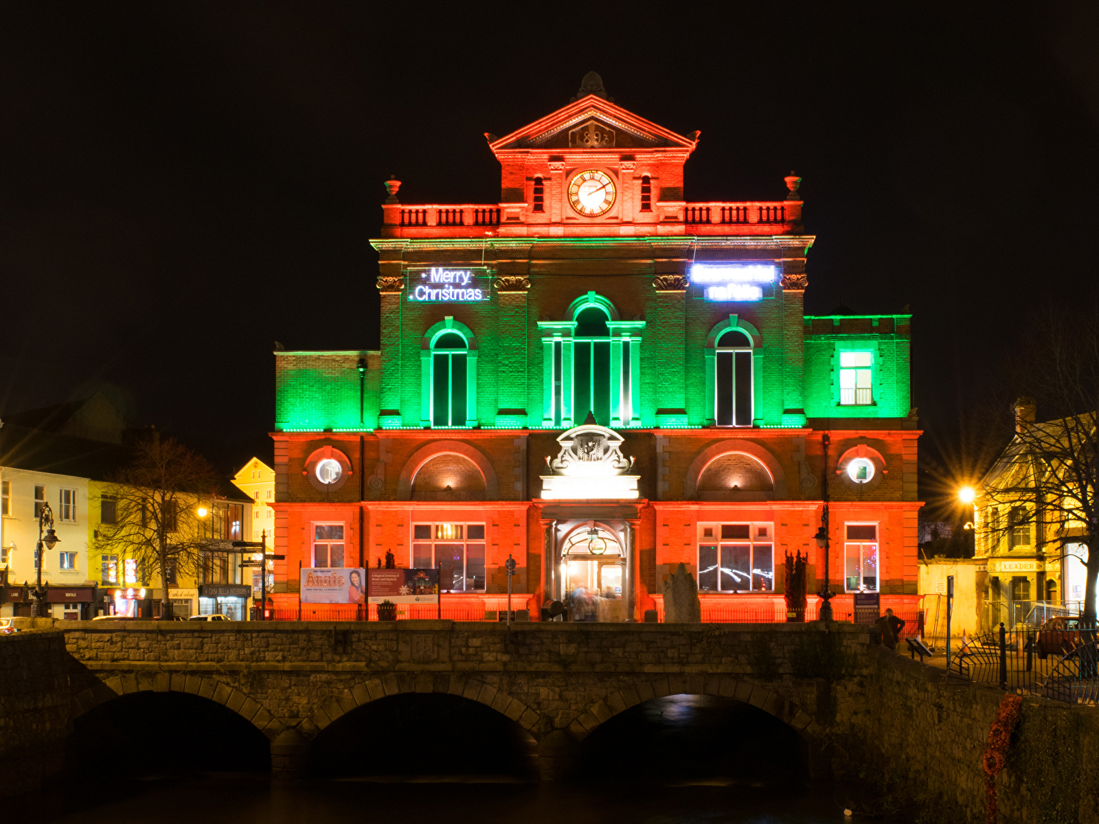 Picture United Kingdom Newry Town Hall Bridges Night Wallpaper