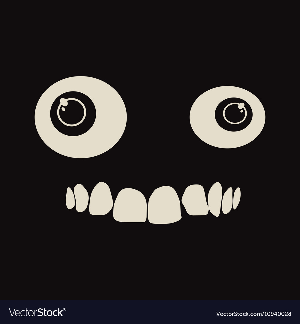Black Background With Cartoon Eyes And Crooked Vector Image