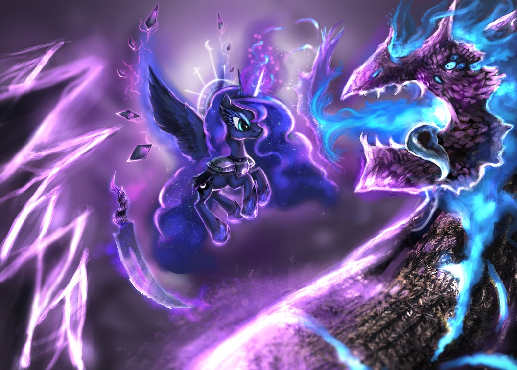 Princess Luna Vs Dream Nightmare Dragon By Elkaart